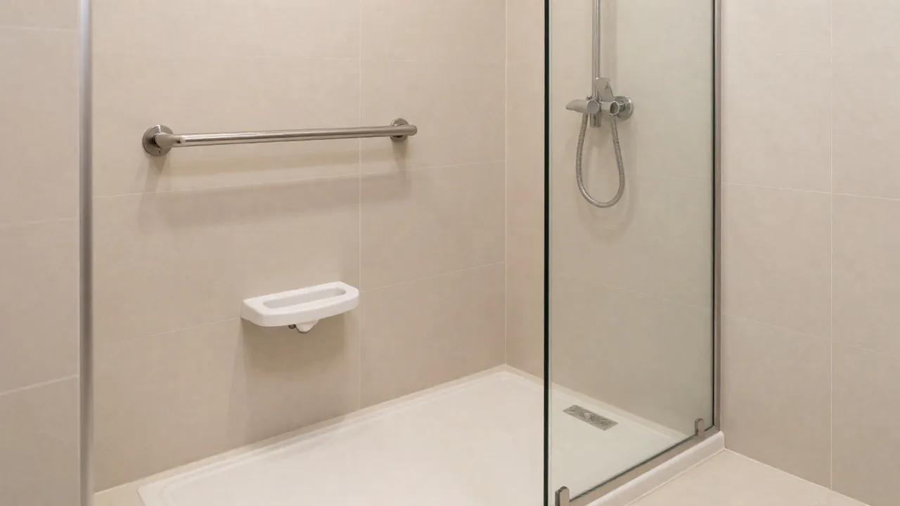 Prysznic walk-in - wady i zalety tego rozwiązania z uchwytami i siedziskiem dla seniora - Prysznic walk-in – wady i zalety tego rozwiązania